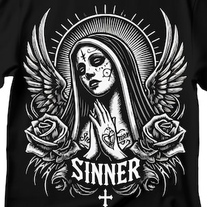 Unholy Nun T- Shirt, Funny Horror Choked Up Unholy Nun Satan Baphomet Gothic T-Shirt, Nun Shirt, Unholy Shirt, Halloween Shirt, Dark nun