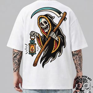 American Traditional Grim Reaper - Etsy