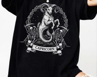Capricorn Zodiac T-Shirt: Gothic Astrology Sign