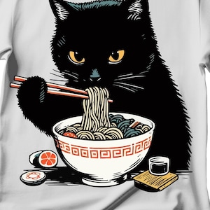 Ramen Cat T-Shirt: Kawaii Anime Foodie Tee