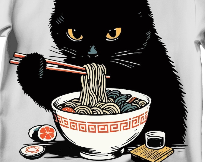 Ramen Cat T-Shirt: Kawaii Anime Foodie Tee