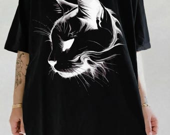 Maglietta con sagoma di gatto nero: regalo per gli amanti dei gatti