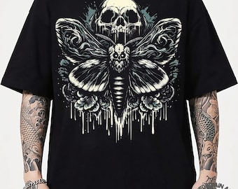 Moth and Skull Graphic T-Shirt, Dark Academia Clothing
