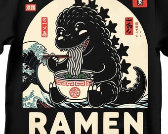 Camiseta de Godzilla Ramen: Divertida camiseta japonesa de monstruo
