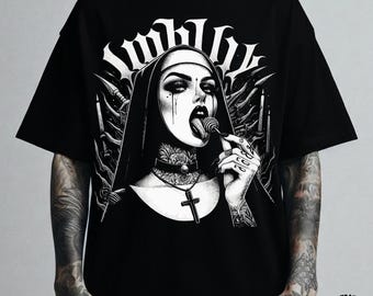 Unholy Nun T-Shirt: Gothic Satanic Halloween Tee