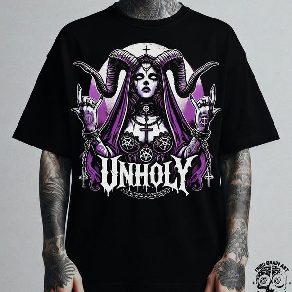 Camiseta divertida de monja impía: camiseta gótica satánica de Baphomet para Halloween