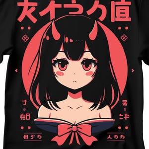 Cute Anime Girl T-Shirt, Anime Character T-Shirt, Japanese Girl T-shirt, Manga Girl T-Shirt, Demon Anime Girl T-Shirt