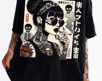 Tattooed Anime Girl T-Shirt: Urban Japanese Style