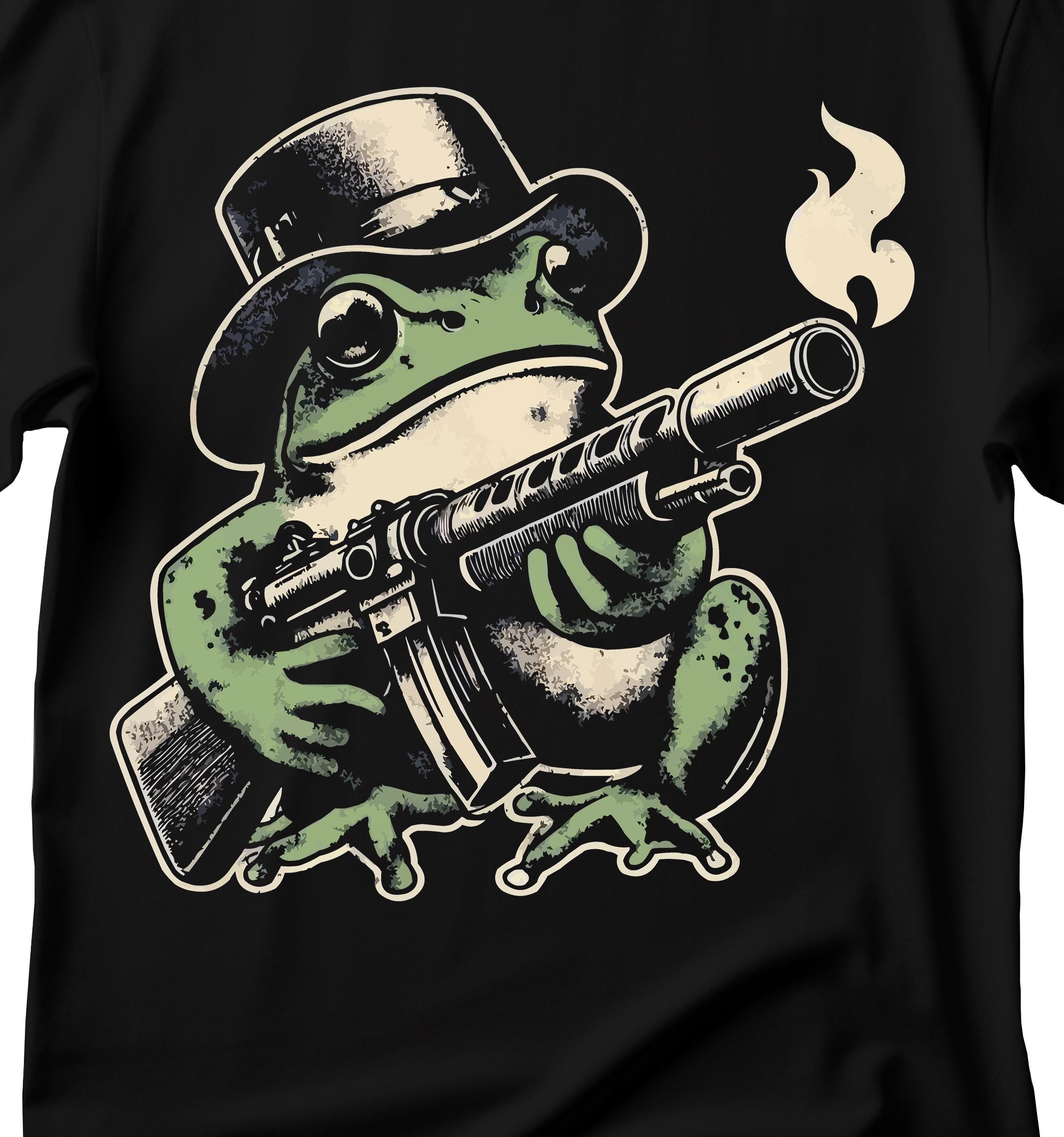 Funny Frog Gun T-shirt, Gangster Amphibian Tee - Etsy