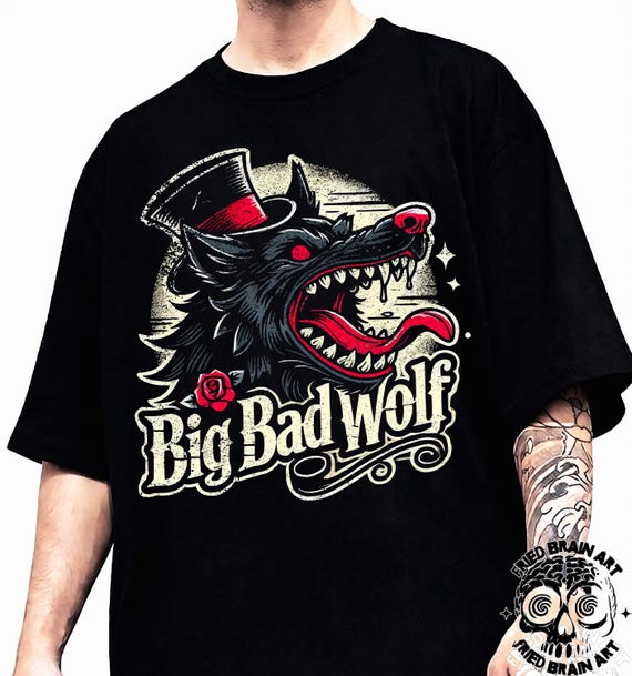 Cartoon Big Bad Wolf T-shirt: Funny Graphic Tee - Etsy