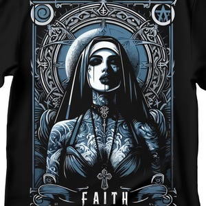 Unholy Nun T- Shirt, Funny Horror Choked Up Unholy Nun Satan Baphomet Gothic T-Shirt, Nun Shirt, Unholy Shirt, Halloween Shirt, Dark nun