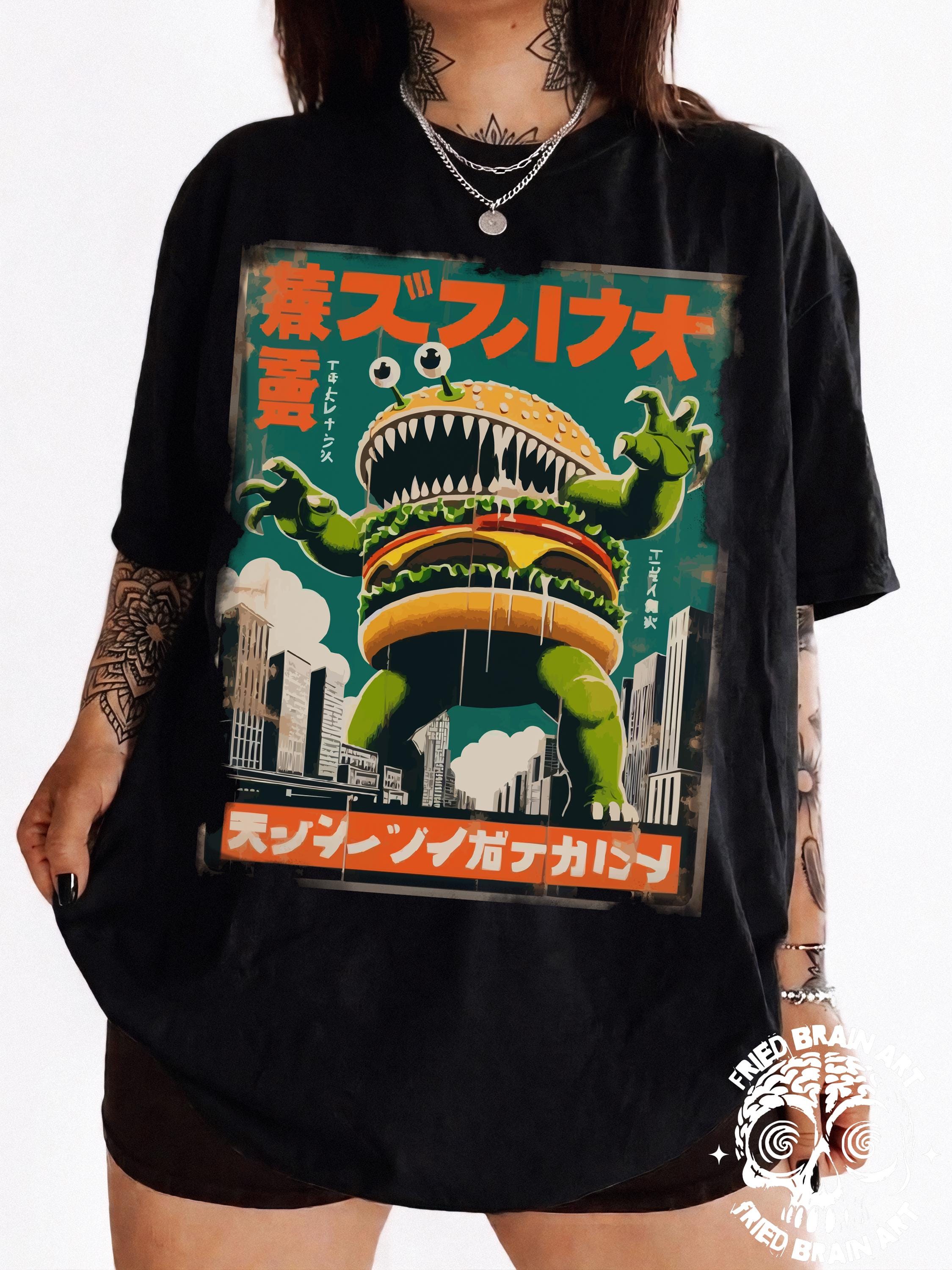 Funny Kaiju Burger Attacking City T-shirt - Etsy