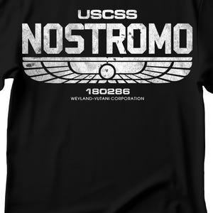 Nostromo Tee Mens Design Top Super Cool Alien Movie Gift USCSS Weyland-Yutani Sci-fi T Shirt