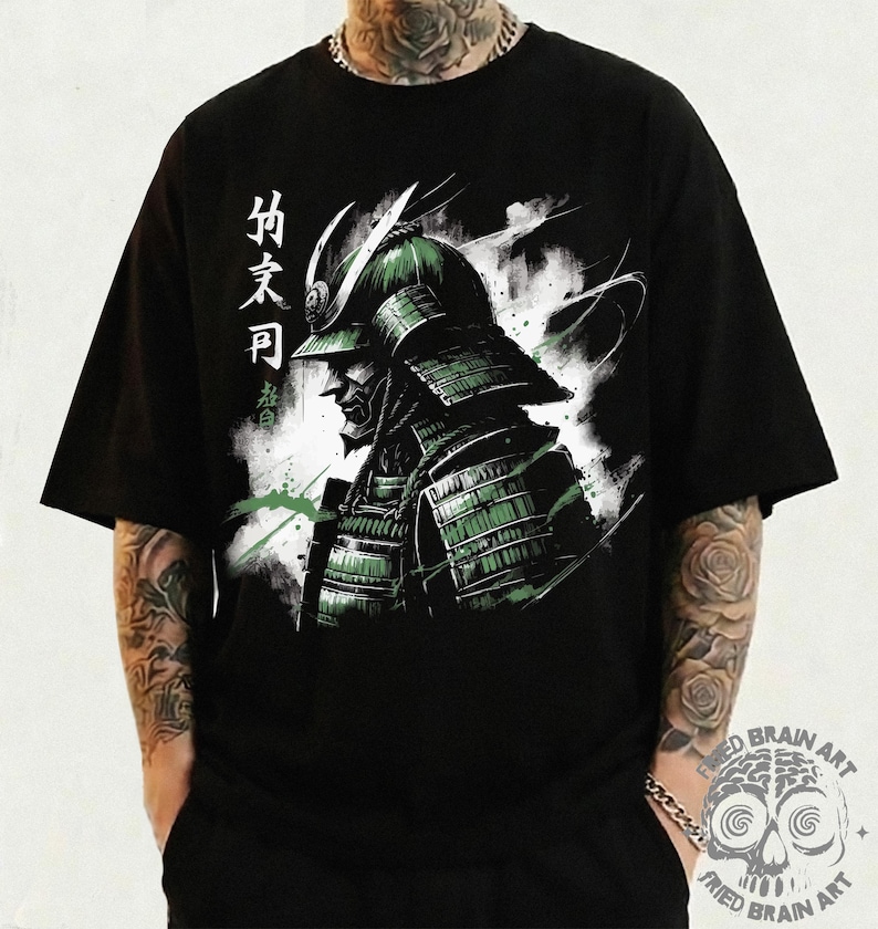 Japanese Art Samurai T-Shirt, Heavyweight Crewneck image 1