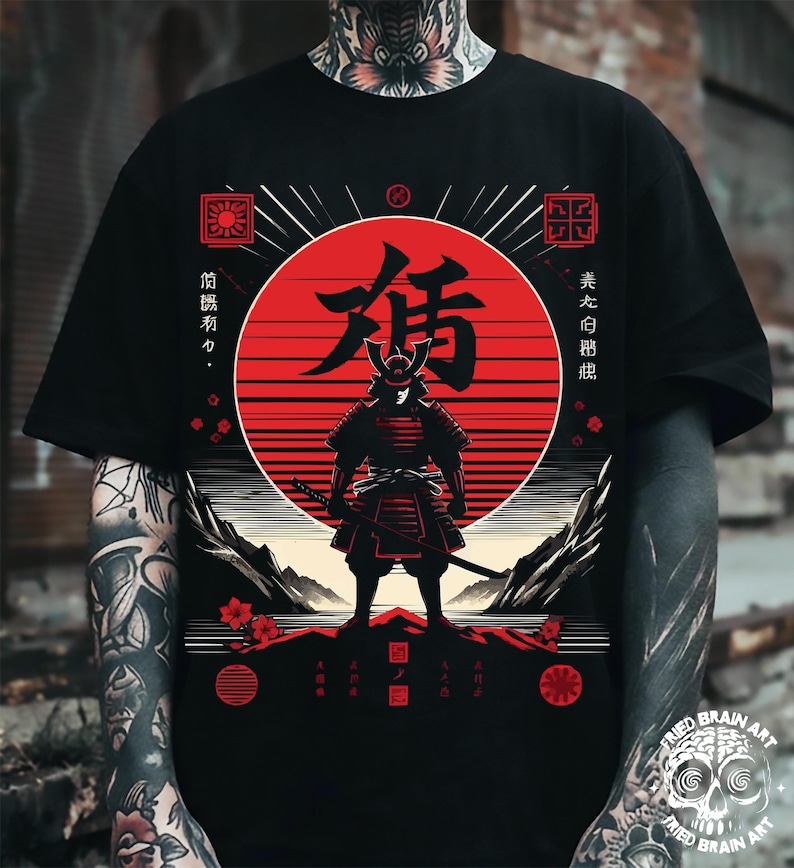 Samurai T-Shirt, Japanese Art, Unisex Heavyweight Tee image 1