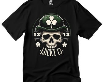 T-Shirt Lucky 13 Motif Crâne Et étoiles Noir - Taille M, Neuf Avec étiquettes