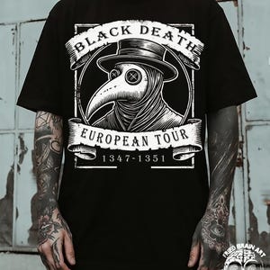 Black Death Plague Doctor T-Shirt | Gothic Horror Aesthetic