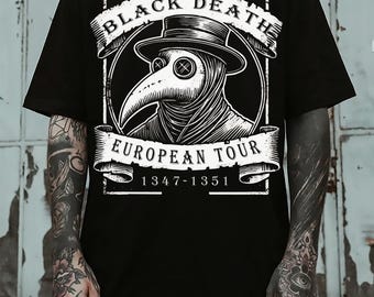 Black Death Plague Doctor T-Shirt | Gothic Horror Aesthetic