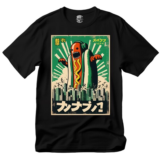 Funny Kaiju Hot Dog Monster T-shirt: Attacking City Tee - Etsy