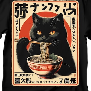 Ramen Cat T-Shirt | Cat Lover Gift, Kawaii Shirt, Alt Clothing, Anime Cat T-Shirt, Japanese Shirt, Foodies Shirt, Ramen Lover, Kitty Tee