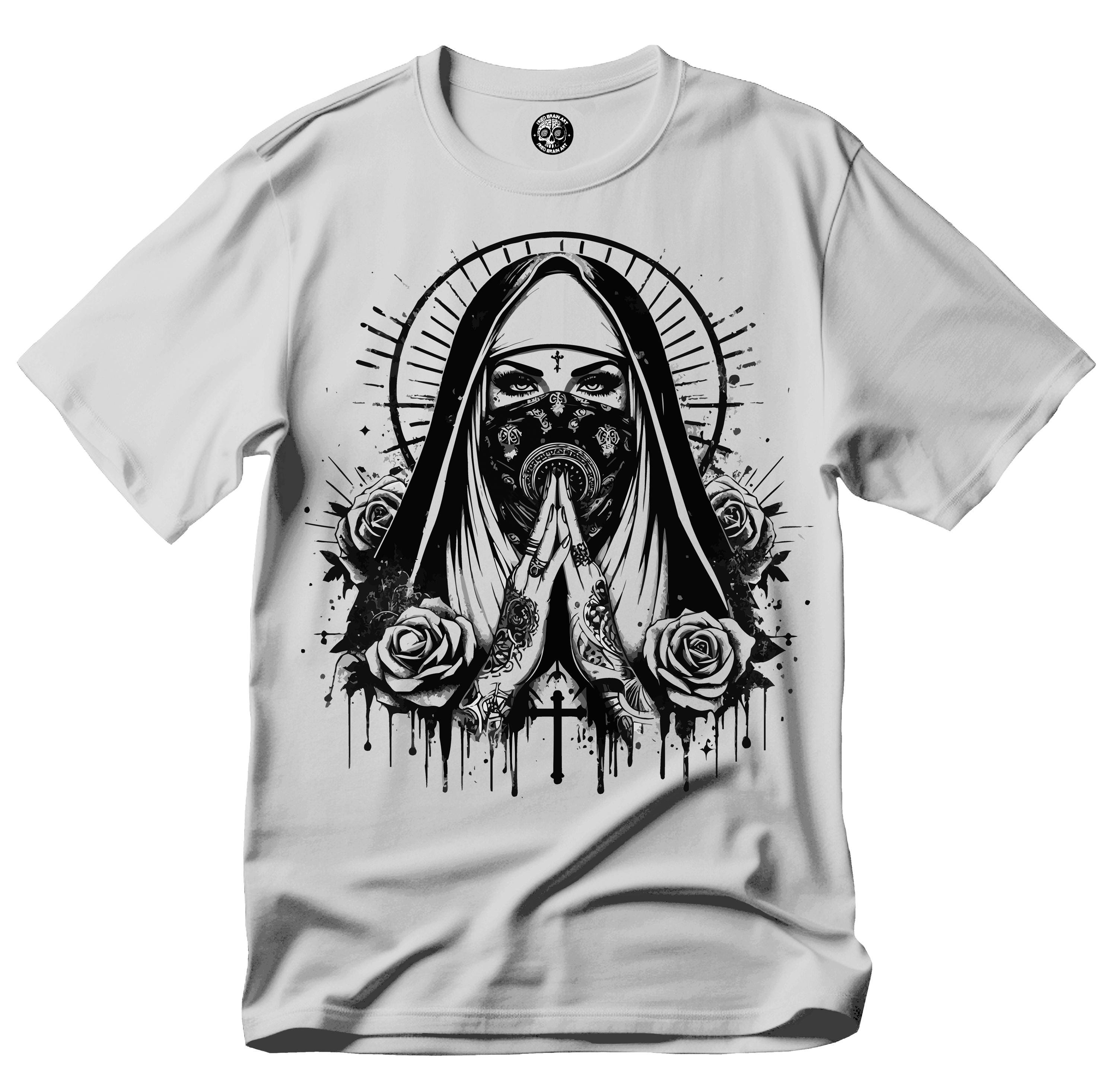 ZisZor Funny Horror Unholy Nun T-Shirt – Occult Gothic Satanic Graphic Tee