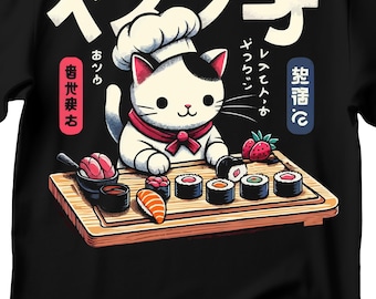 Funny Cat Sushi Chef T-Shirt, Cat Lovers Tee