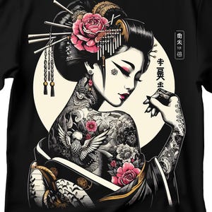 Japanese geisha t-shirt, geisha t-shirt, Japanese art t-shirt
