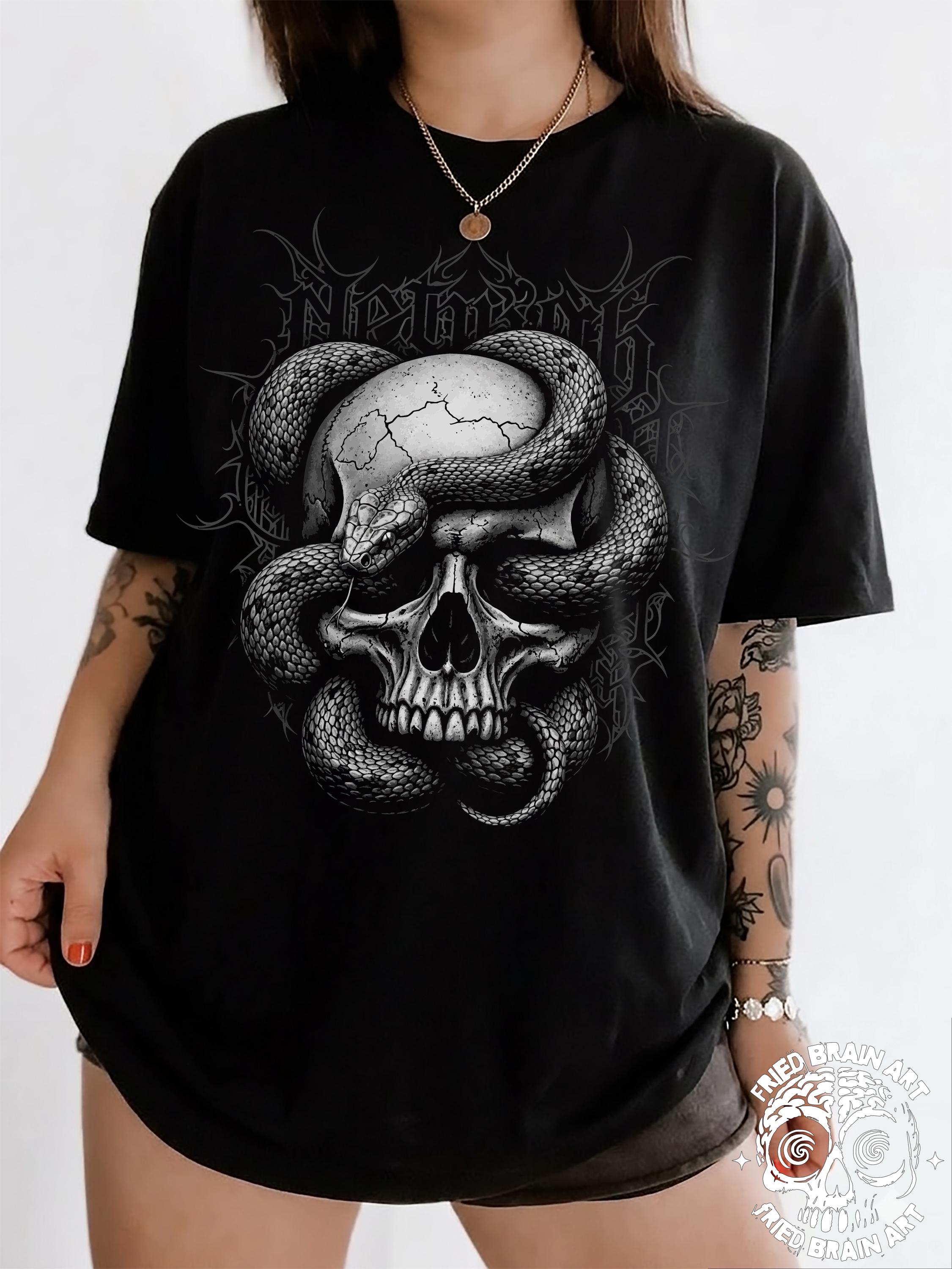 Snake & Skull T-shirt: Dark Art, Mystical Goth Tee - Etsy