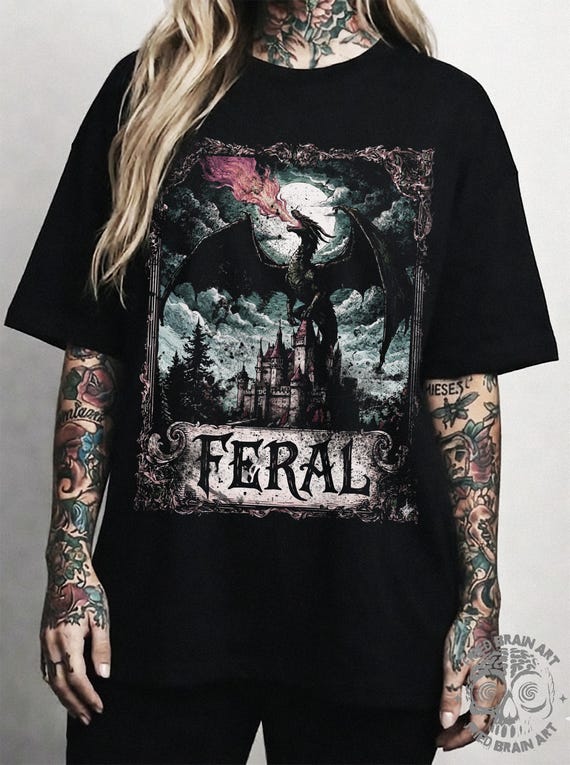 Dragon Shirt Medieval Graphic Tee,  Dark Fantasy T-shirt Gothic Clothing Grunge Wear