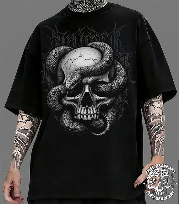 Snake & Skull T-shirt: Dark Art, Mystical Goth Tee - Etsy
