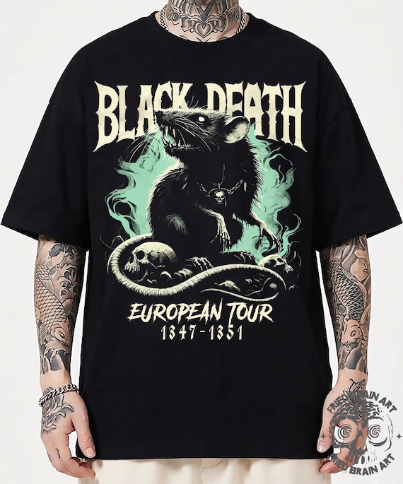 Black Death Plague Rat T-Shirt - Gothic Weirdcore Fashion