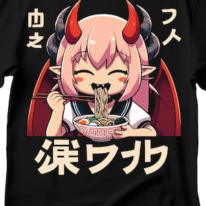 Cute Anime Girl Eating Ramen T-Shirt, Anime Girl T-Shirt, Ramen T-Shirt, Japanese Food T-Shirt, Cute Girl T-Shirt