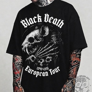 Black Death Rat T-Shirt | Gothic Grunge Horror Tee image 1