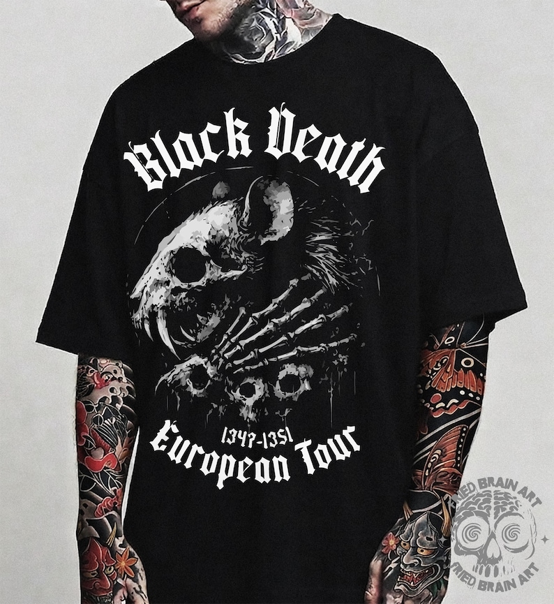 Black Death Rat T-Shirt | Gothic Grunge Horror Tee image 1