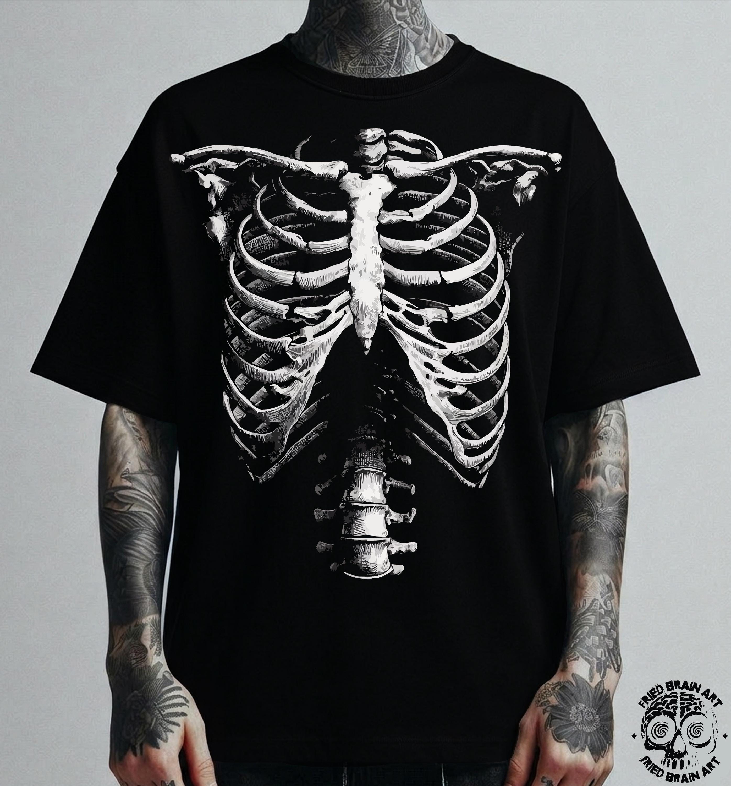 Vintage Skeleton Rib Cage Graphic T-shirt: Spooky Skull Tee - Etsy
