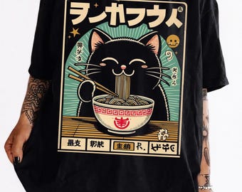 Ramen Cat T-Shirt: Kawaii Anime Japanese Foodie Tee