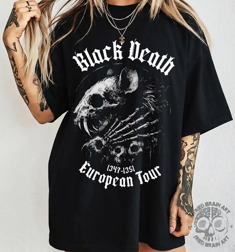 Black Death Rat T-Shirt | Gothic Grunge Horror Tee image 2