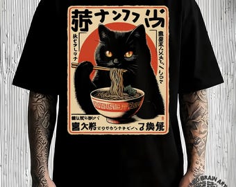 Ramen Cat T-Shirt: Kawaii Anime Japanese Foodie Tee