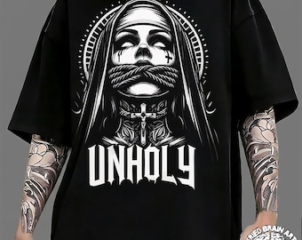 Unholy Nun T-Shirt: Gothic Satan Baphomet Halloween Shirt
