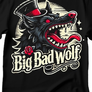 T-shirt cartoon wolf, T-shirt Big Boze Wolf, T-shirt wolf, T-shirt grappige wolf