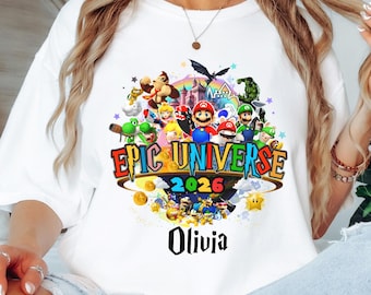 Personalized Epic Universe 2026 Shirt, Universal Orlando Vacation Tee, Custom Family Matching Trip Tee, Super Nintendo World Mario Luigi Top
