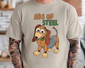 Abs of Steel Slinky Dog Shirt, Toy Story Funny Graphic Tee, Workout Humor Shirt, Slinky Dog Fitness Shirt, Cartoon Dog Gym Shirt