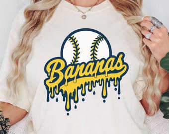 Camiseta de béisbol Savannah Bananas, Camiseta de béisbol con estampado de goteo, Regalo de béisbol de Savannah Georgia, Camiseta para el día del partido, Camiseta para mamás beisboleras