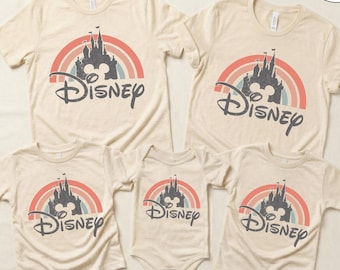 Disney Family Shirts, Matching Mickey Castle Tee, Rainbow Disney Apparel, Disneyland Family Shirt, Disney World Vacation Gift