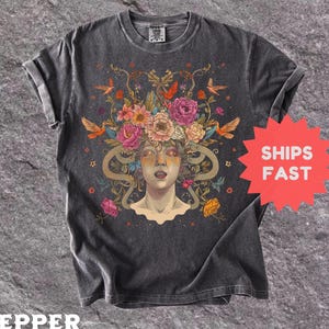 Comfort Colors® Medusa Shirt, Snake Goddess Tee, Greek Mythology Top, Feminine Power Shirt, Dark Goddess, Boho Witch Tee, Gift For Her