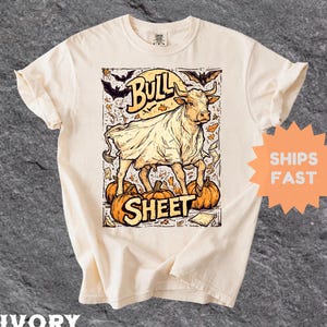 Comfort Colors® Bull Sheet Shirt, Funny Cow Shirt, Ghost Cows Halloween Tee, Fall Pumpkin Shirt, Retro Western Cow Shirt