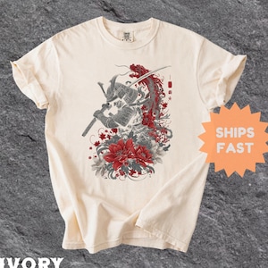 Comfort Colors® Samurai Warrior Shirt, Japanese Streetwear, Vintage Shirt, Katana Shirt, Ronin Japan, Harajuku Kanji Shirt, Japanese Shirt