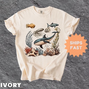 Comfort Colors® Sea Animal Shirt, Whale Orca Dolphin Shirt, Retro Ocean Shirt, Gift for Marine Biologist, Ocean Nature Shirt