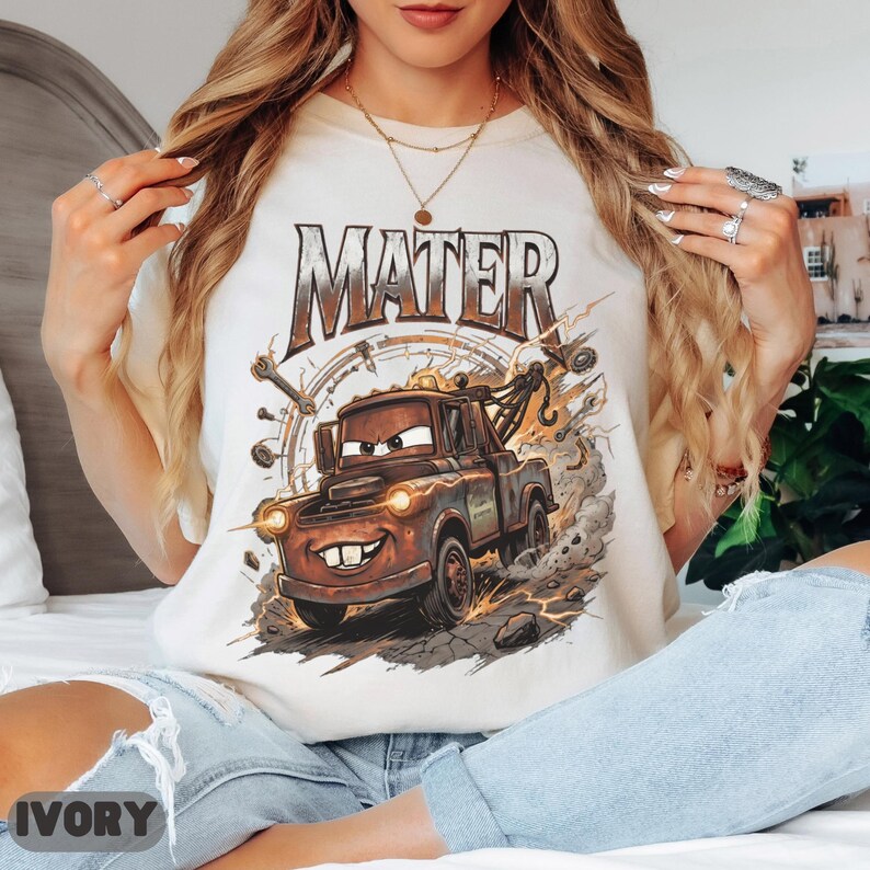 Mater Shirt, Cars Tow Mater Graphic Tee, Disney Pixar Tow Truck Shirt, Funny Cars Character Shirt, Classic Tow Mater Design image 1