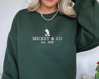 Bluza z nadrukiem Myszki Miki i spółki 1928 Disney, minimalistyczna bluza dziecięca z logo Disney, dziecięca bluza z nadrukiem Myszki Miki, minimalistyczna bluza Disney